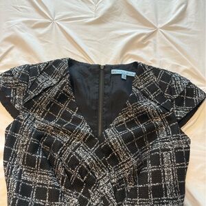 ANTONIO MELANI Black and White Patterned Sheath Dress, size 0